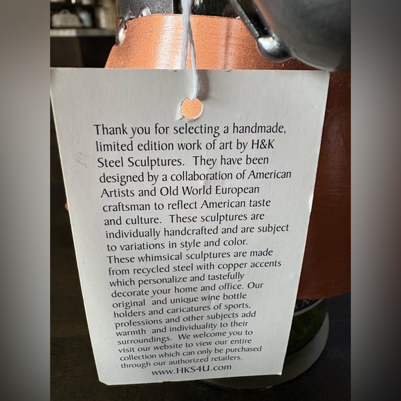 Silver and Brown Metal Wine Bottle Holder - Picture 3 of 4